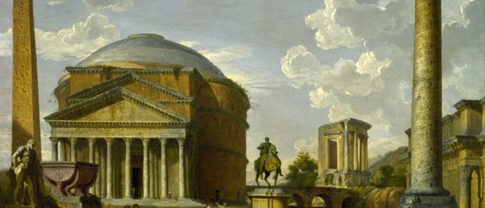 Giovanni_Pauolo_Panini_-_Fantasy_View_with_the_Pantheon_and_other_Monuments_of_Ancient_Rome_-_Google_Art_Project-scaled